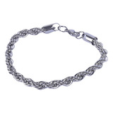 Pulseira Cordão Baiano Aço Inox Elo Baiano Prata Torcido Top