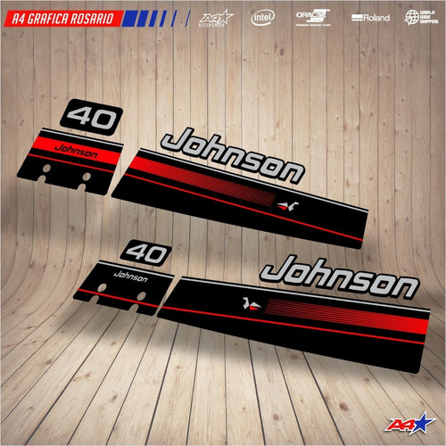 Calcos Johnson 40 Para Tapa Carcaza De Motor Lancha