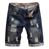 Pantalones Cortos Vaqueros Vintage Ripped Para Hombre