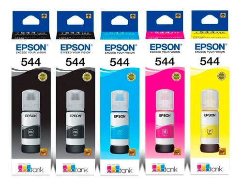 5 Tintas 544 Epson L3110 L3150 L3210 L3250 L3251 L5190 L5290