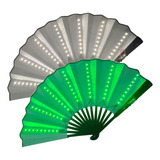 2 Uds Led Ventilador Plegable Nocturno Accesorios De Mano Color Green White As Described