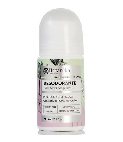 Desodorante Roll On Con Acai Y Tea Tree Botanika 60 Ml