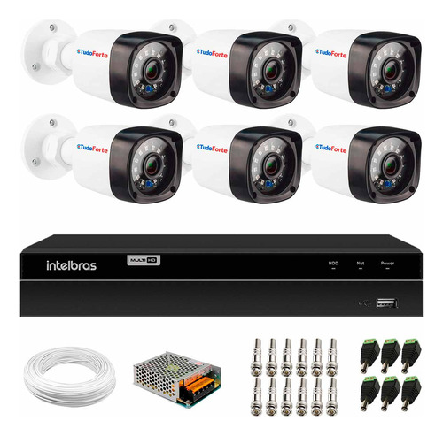 Kit Cftv 6 Cameras Segurança 1080p Full Hd Dvr Intelbras 8ch