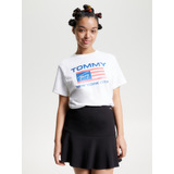 Polera Modern Flag  Mujer Tommy Jeans Blanco