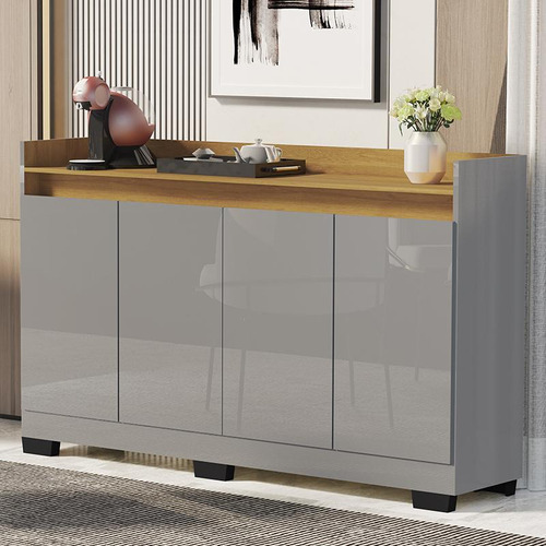 Aparador Buffet Sala Lord 4 Portas Cor Onix/mel