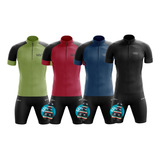 Conjunto De Ciclismo Bermuda Gel Equipe Masculino Liso Bike