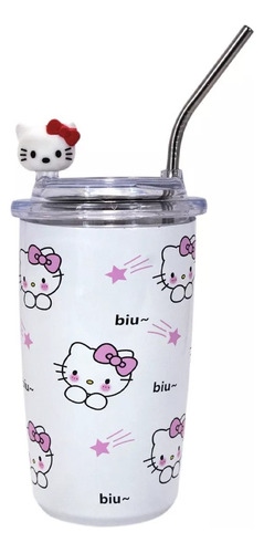 Termo Vaso Térmico Popote Sanrio My Melody Hello Kitty Acero