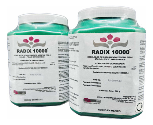 Radix 10000 Enraizador Estacas Esquejes Pack 2 Pzas  500 Gr