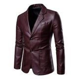 Nueva Chaqueta De Cuero For Hombre Primavera Otoño