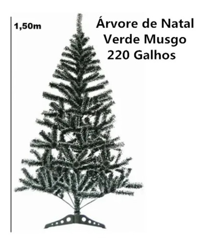 Árvore De Natal Verde Musgo 1,50m 220 Galhos A0033