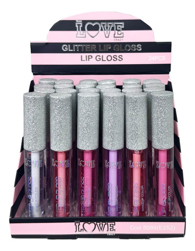 Lip Gloss Glitter De Tejar Love Crazy Caja X24u 