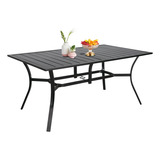 Mesa De Comedor Exterior De Acero Para 6 Negro 152x97cm