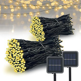 Cadena Luces Solar 12 Metros Impermeable P/ Jardin Exterior