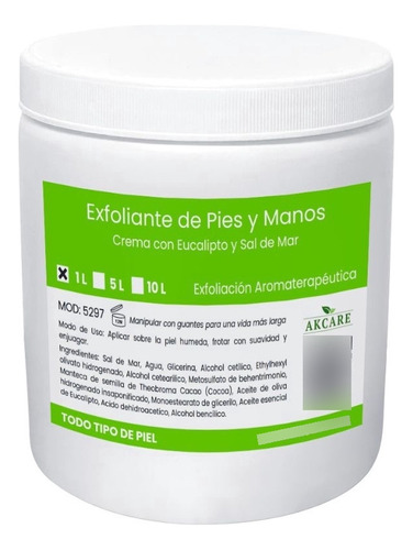 Crema Exfoliante Para Pies Y Manos Con Sal De Mar Granel 1l