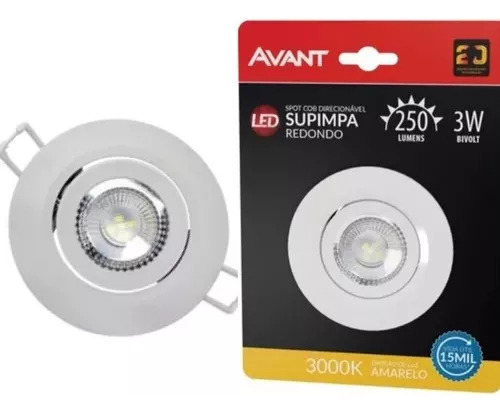 Kit 6x Spot Led 3w Avant Direcionável Redondo Branco Quente 110v