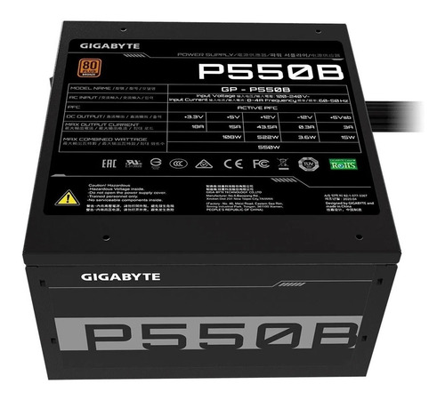 Fuente Gigabyte 550w Real 80 Plus Bronze Gp-p550b