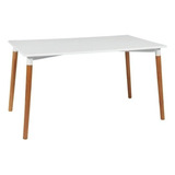 Mesa Eames 140x80 Comedor Bar Madera Diseño Nórdica Baires4 Tapa Blanco