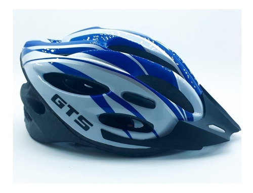 Capacete Com Sinalizador Led Ciclismo Bike Preto Gts Cor Azul/braco Tamanho G-56 Ao 62cm