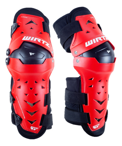 Rodilleras Moto Cross Enduro Atv Wirtz Elevate Rojo Negro