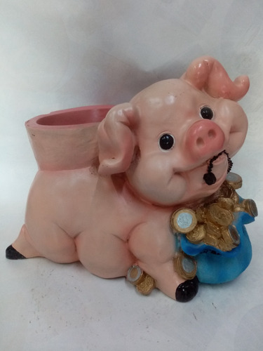 Puerco Macetero, Figura De Resina 