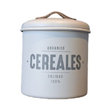 Lata / Tarro De Cereales Metálico Vintage Blanco Grande