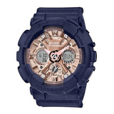 Reloj Casio G-shock S-series Cgmas120mf2a2cr Dama E-watch Color De La Correa Negro Color Del Bisel Negro Color Del Fondo Oro Rosa