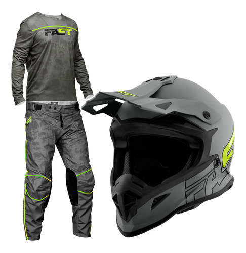 Calça + Camisa + Capacete Motocross Fast 788  Lançamento