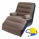 Sillón Inflable Silla Aterciopelada Puff Cómodo Sofá + Bomba