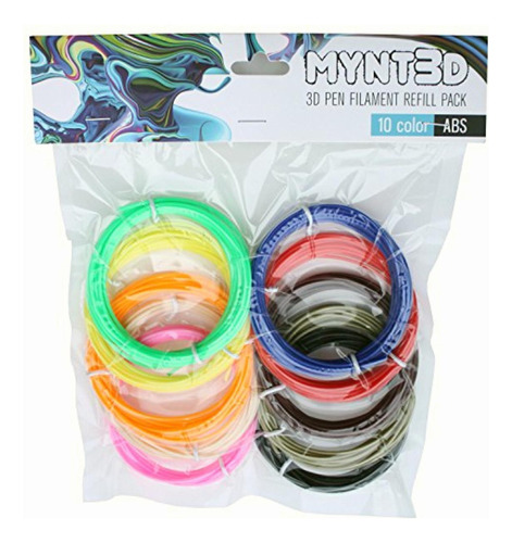 Mynt3d Paquete De Recambio De Filamento Abs 3d (10 Colores,
