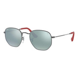 Ray Ban Rb3548nm F00130 Hexagonal Ferrari Plata Espejo Gris