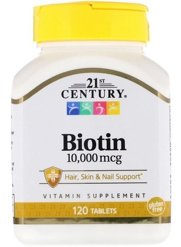 Biotina 10.000mcg Century Com 120 Tabletes - Importado U S A