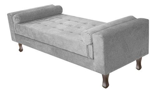 Divã Recamier Sofá Félix 140 Cm Suede Cinza - Am Decor