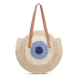 Bolso De Paja Redondo De Verano, Bolso De Playa Tejido Grand