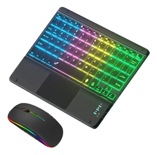 Teclado Mouse Led Rgb Galaxy Tab A7 Lite S7 iPad 8 9 Tablet