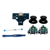6 Kit Joystick Centro De Carga + Cable Flex Para Control Ps4