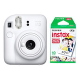 Cámara Instantánea Fujifilm Instax Kit Mini 12 + 10 Fotos Clay White