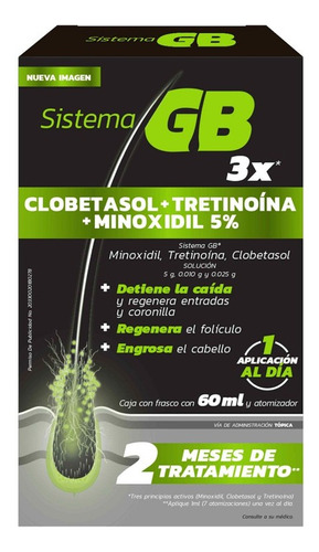 Sistema Gb Minoxidil 5% Spray Anticaída 60 Ml