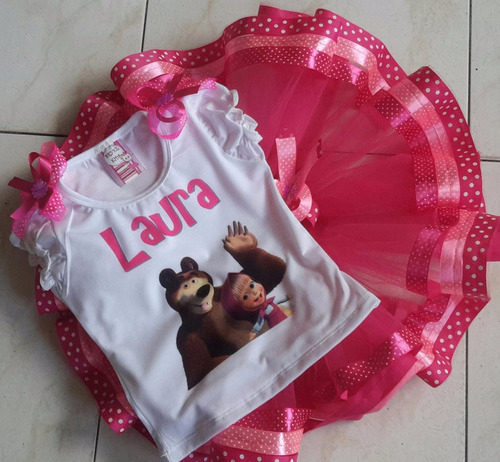 Conjunto Tutu Niña Masha Y El Oso Personalizado