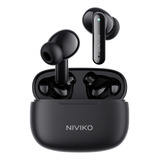 Auriculares Bluetooth Inalambricos Niviko Tws In Ear Buds Nvk-a9760 V5.3 Micrófono Dual Negro Color De La Luz Verde