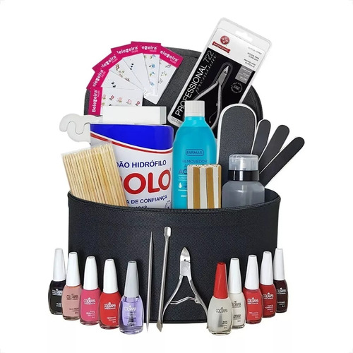 Kit Manicure Profissional C/ Maleta Esmaltes E Acessórios