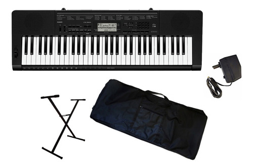 Teclado Casio Ctk-3500 + Soporte, Funda Y Fuente - Om Color Negro