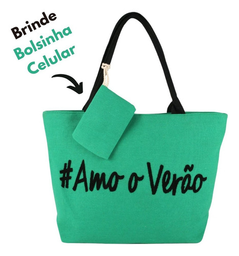 Bolsa Feminina Sacola Para Praia E Piscina Grande Resistente Cor Verde