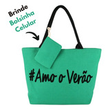 Bolsa Feminina Sacola Para Praia E Piscina Grande Resistente Cor Verde