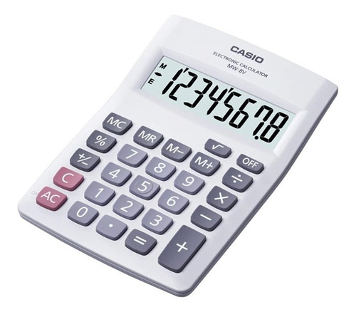 Calculadora De Mesa Casio Mw-8v Zona Tribunales, Obelisco Color Blanco