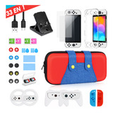 Kit De Accesorios Y Estuche Para Nintendo Switch Oled 33 En1