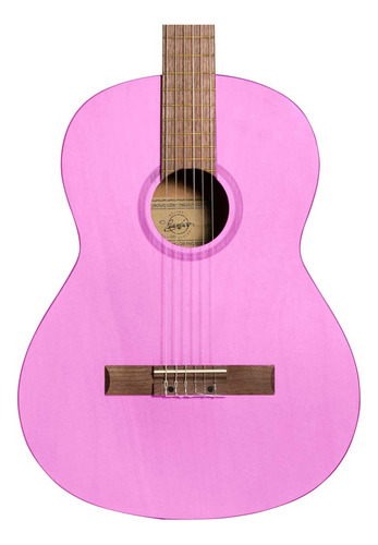 Guitarra Clásica  Acústica Bamboo Gc-39-pink Rosa Con Funda