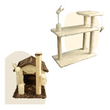 Kit Para Gatos - Casa Sem Rede E Arranhador Sisal De 3 Bases