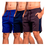 Kit 3 Short Tactel C/elastano Masculino Longo Secagem Rápida