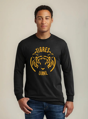 Jersey Playera M Larga Tigres Uanl Hombre Rostro Amarillo
