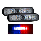 Par Faro Barra 6 Led Lupa Con Estrobo Rectangular Moto 12-24